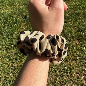 Scrunchie for any occasion brown with black dots boho scrunchies perfect for a gift