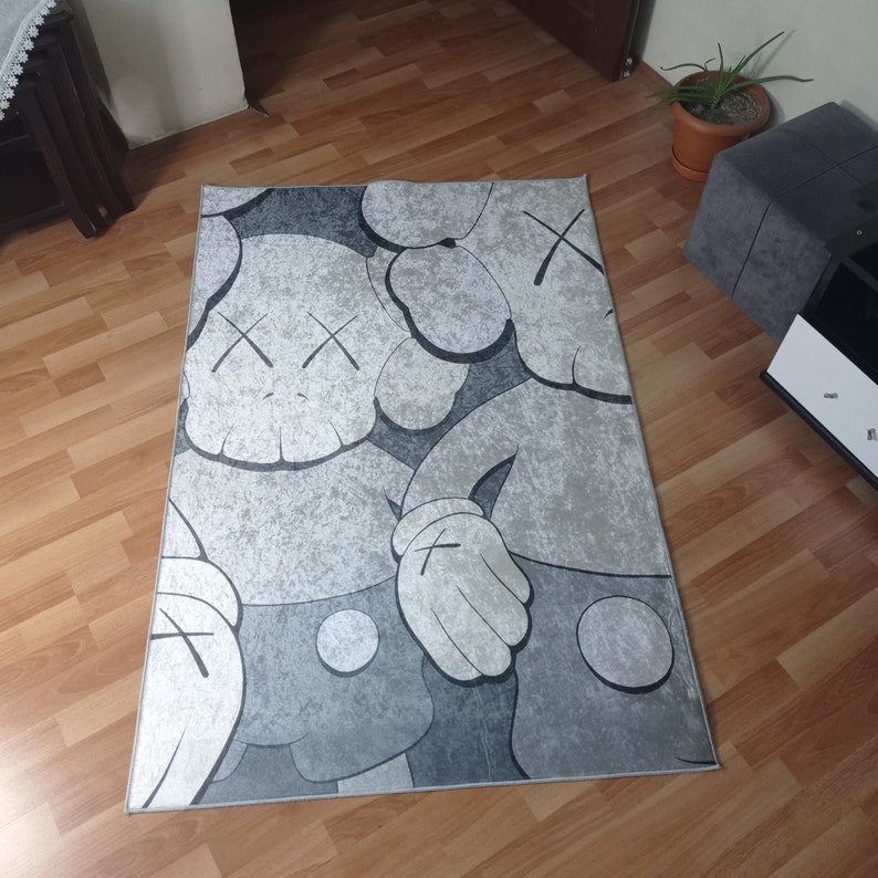Unique Kaws Black and White Rug Sneaker Room Etsy