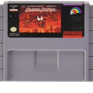Spiderman and Venom: Maximum Carnage - for SNES consoles - working cartridge - NTSC or PAL region - Fantastic condition / role-playing game