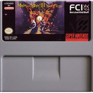 Might and Magic iii: Isles of Terra - na konsolę SNES - działający kartridż - region NTSC lub PAL - fantastyczny stan