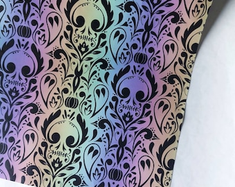 Rainbow Goth Damask Wrapping Paper | Spooky Birthday Gift Wrap