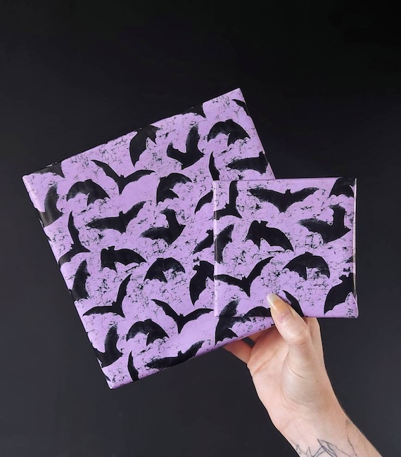 Lilac Bat Wrapping Paper: Spooky Goth Gift Wrap