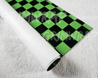 Papel de regalo de tablero de ajedrez tóxico Grimwrap / Emo, papel de regalo de Halloween, cumpleaños con temática verde y negra