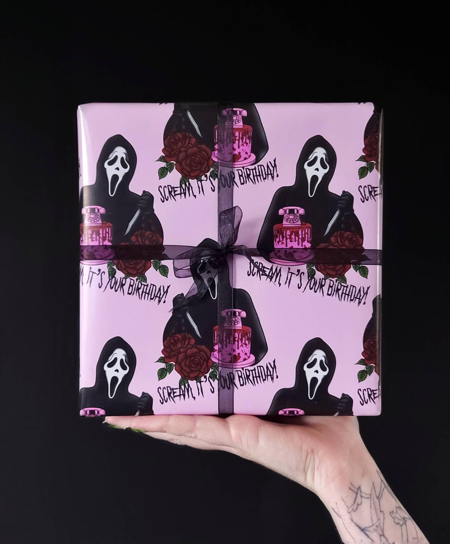 Scream, it's your Birthday Grimwrap | horror wrapping paper