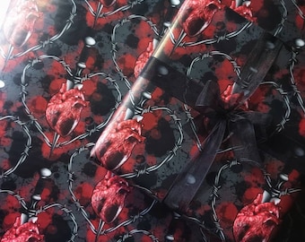 Dark Bloody Valentine Grimwrap | Horror Anniversary wrapping paper, Spooky giftwrap, gothic anniversary paper, dark valentines gift