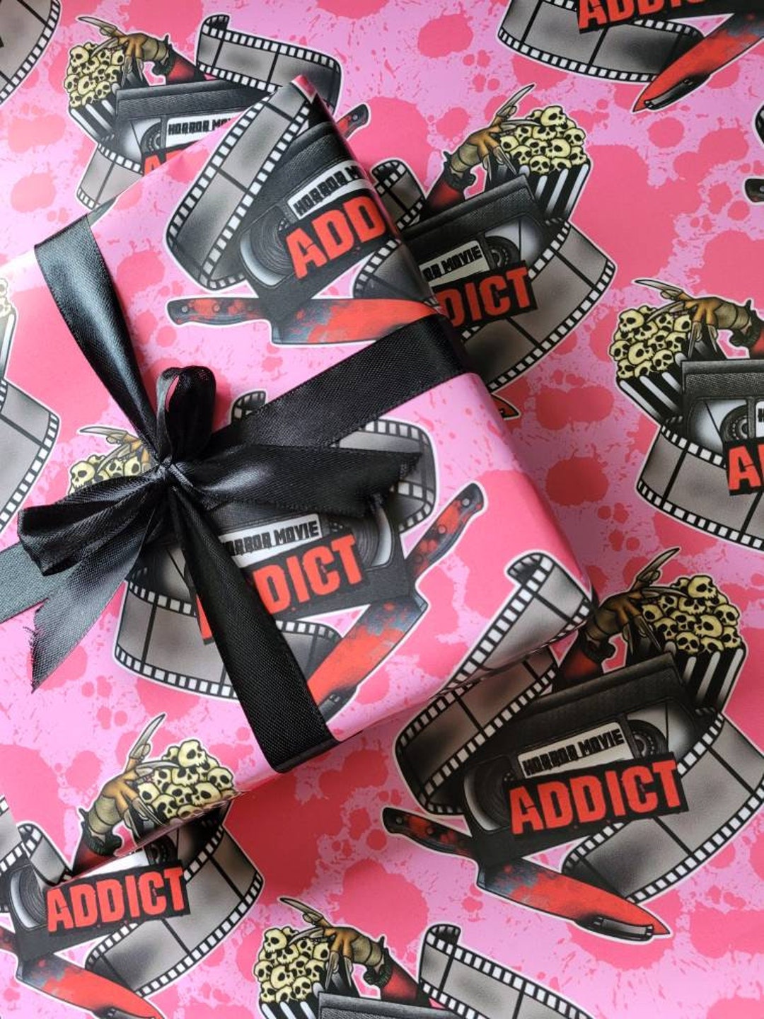 Horror Movie Addict Grimwrap Horror Wrapping Paper, Horror Movie Fan