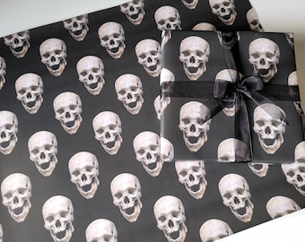 Minimalist Skull Wrapping Paper | Gothic Birthday Gift Wrap