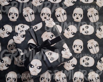 Corpse Paint Doll Gift Wrap | Spooky Goth Wrapping Paper