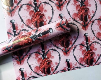 Pink Bloody Valentine Grimwrap | Anniversary wrapping paper, Anatomical heart gift wrap, goth anniversary wrapping paper,  horror gift wrap