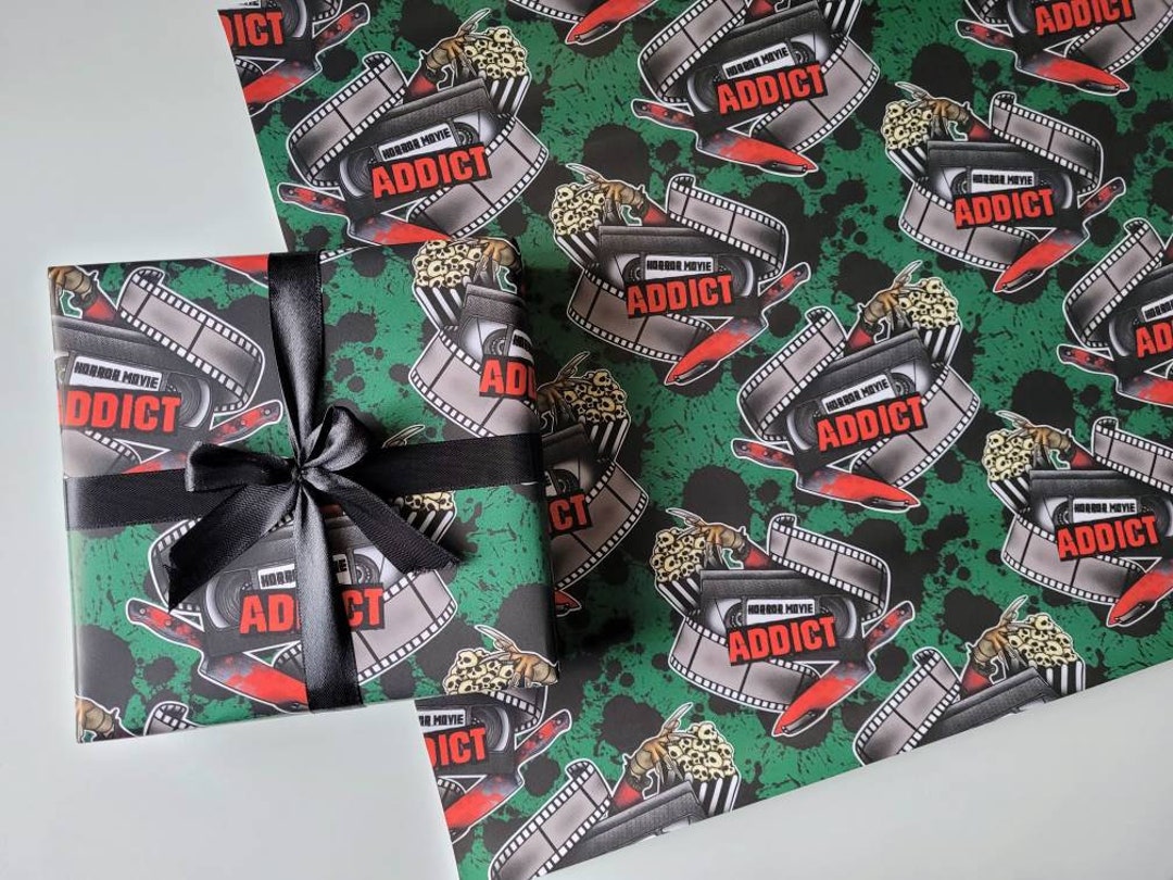 Horror Movie Addict Grimwrap Horror Wrapping Paper, Horror Movie Fan
