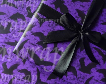 Gothic Bat Wrapping Paper: Purple Vampire Gift Wrap