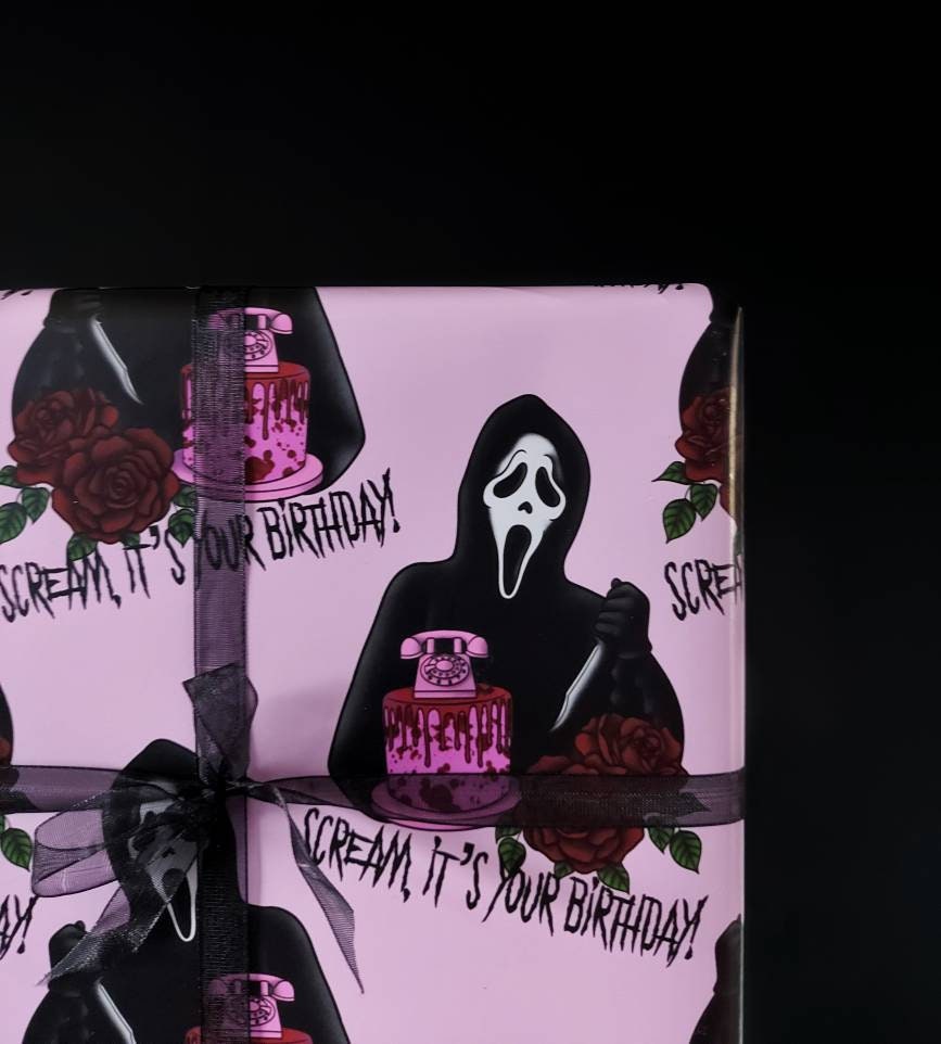 Scream, it's your Birthday Grimwrap | horror wrapping paper