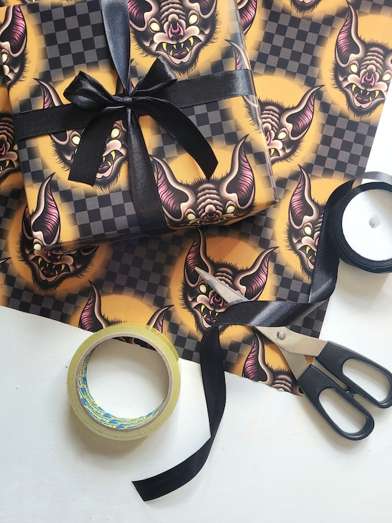 Tattoo Bat Wrapping Paper | Traditional Gift Wrap