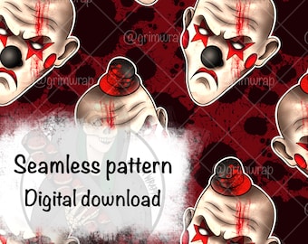Bloody Horror Clown Seamless Pattern (Digital Download)