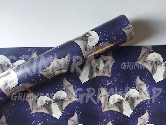Bat Wrapping Paper | Purple Gothic Valentines Gift Wrap