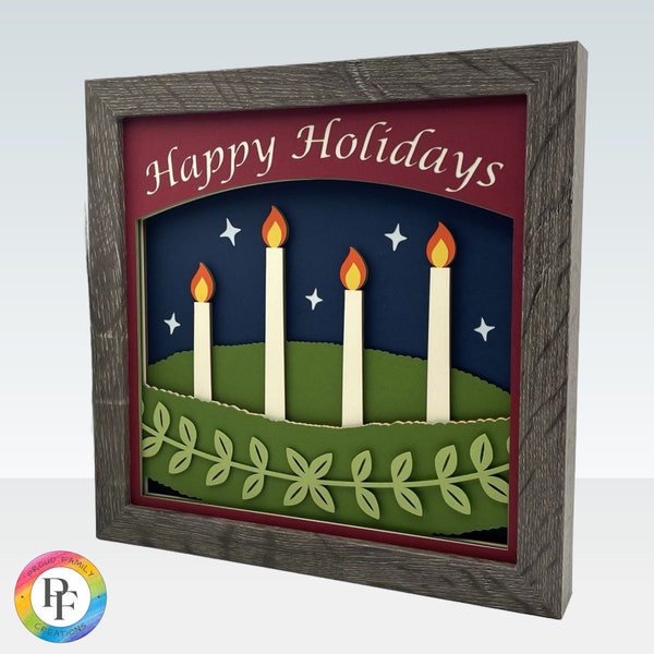 3d Holiday Candles Wreath Shadow Box SVG - Layered cardstock svg, for cricut - ProudFamilyCreations 3d Holiday Candles Wreath Shadow Box SVG - Layered cardstock svg, for cricut - ProudFamilyCreations