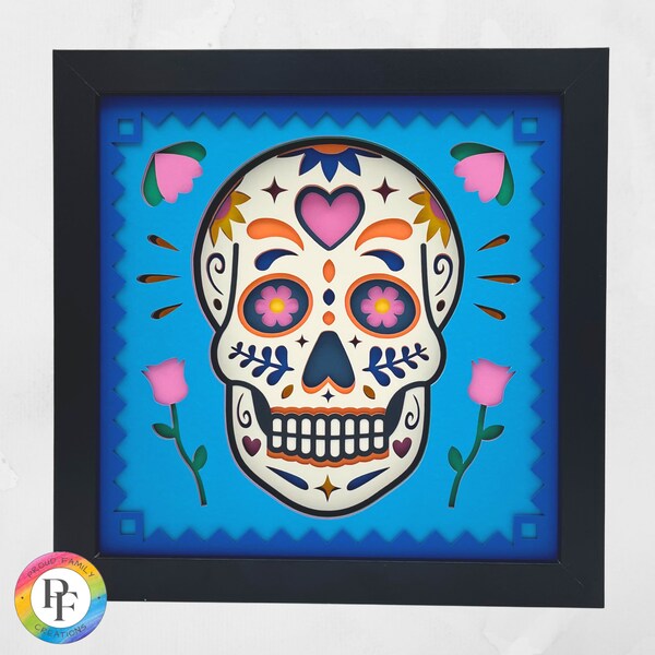 3d Dia de Muertos shadow box SVG, Day of the Dead svg, Calavera cut file for cricut - layered cardstock svg - ProudFamilyCreations