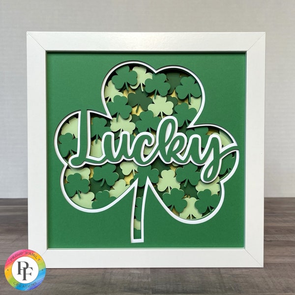 3d Lucky SVG, St Patrick's Day Clover shadow box svg - Layered cardstock svg, for cricut - ProudFamilyCreations