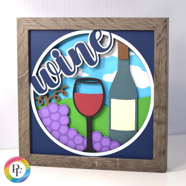 3d Wine shadow box svg - Layered cardstock svg, for cricut - ProudFamilyCreations