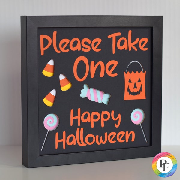 3d Please Take One Halloween Candy SVG, Trick or Treat shadow box svg - layered cardstock svg, cut file for cricut - ProudFamilyCreations