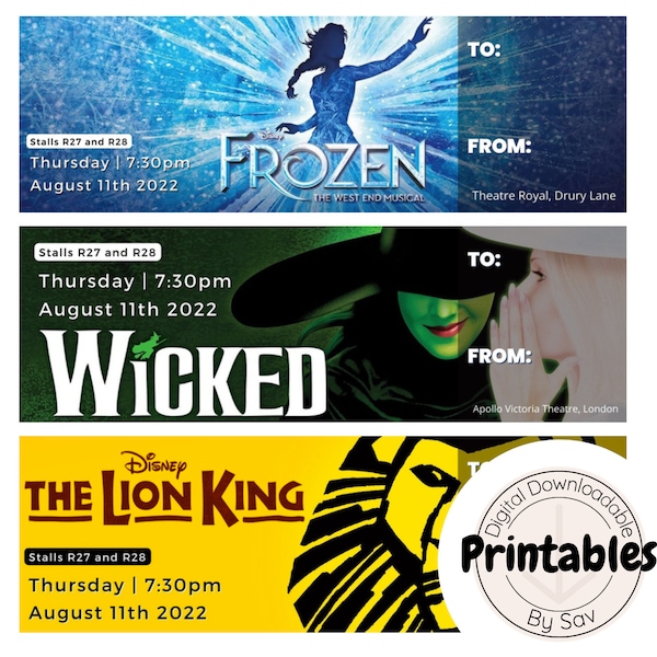 Personalised Musical Theatre Ticket - Digital Download, digitally sent only