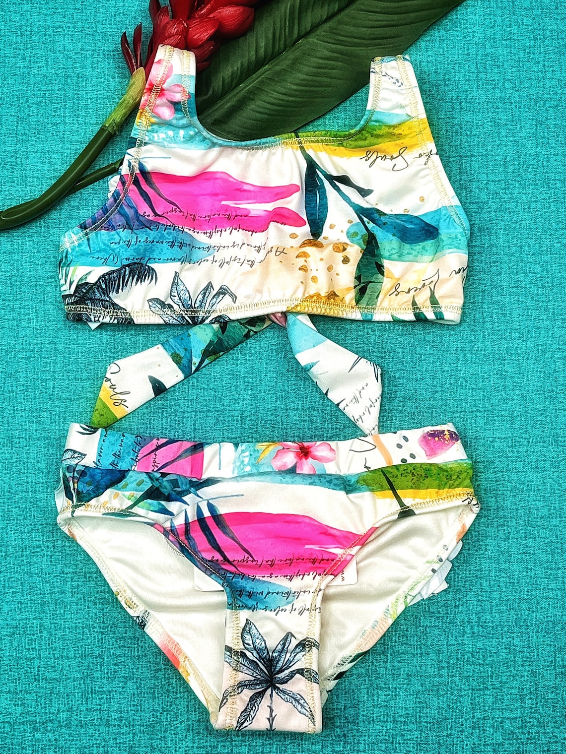 Aqua Girls' Swim Set by Milonga Beachwear Etsy Hong Kong