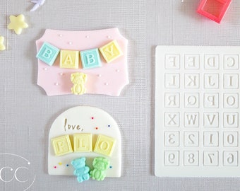 Baby Blocks Debosser Set - cookie decorating set, block debosser, cookie stamp and cutter set