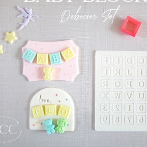 Juego de grabador de bloques para bebés: juego de decoración de galletas, grabador de bloques, sello de galletas y juego de cortadores