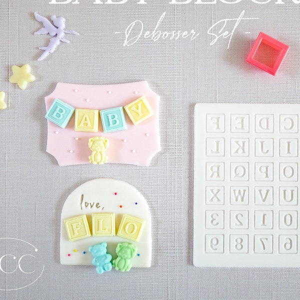 Baby Blocks Debosser Set - cookie decorating set, block debosser, cookie stamp and cutter set