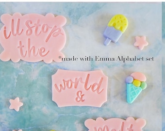 Emma Alphabet Stamp - cake stamp, cake / cookie fondant decorating supply, fondant stamp, cake embosser stamp, letter press set