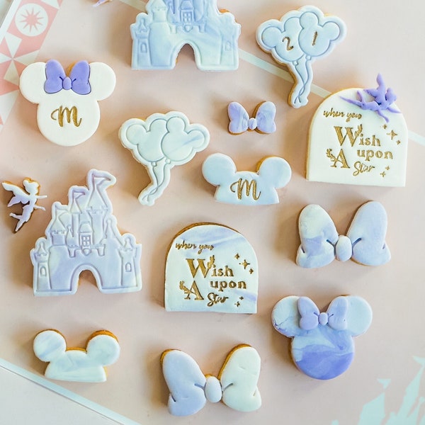 It's A Small World 11 PCS Cookie Cutter & Embosser Set, 3D Printed Mouse Magical Kingdom Inspired Cookie Cake Fondant Decorating Stamps