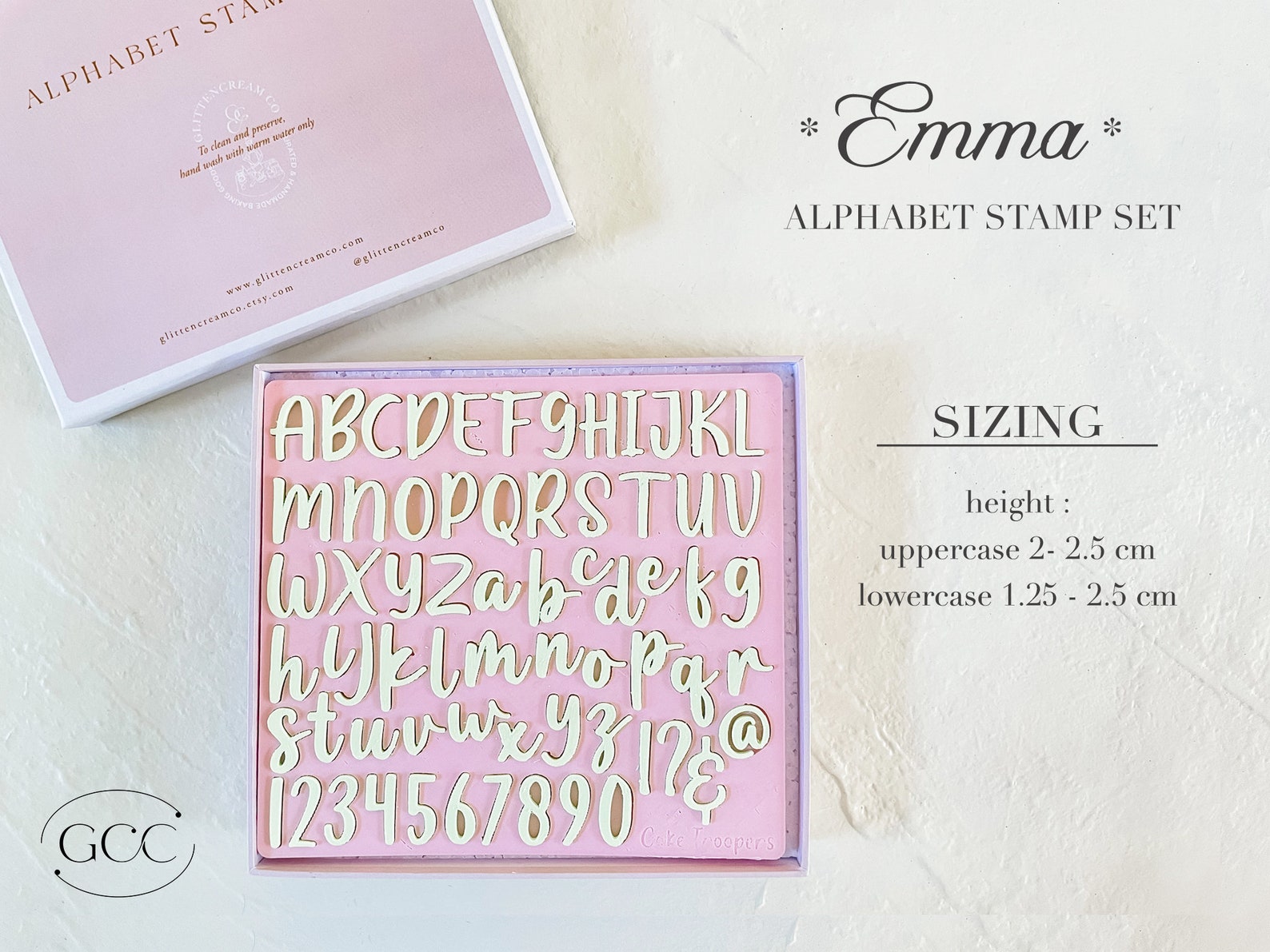 Emma Alphabet Stamp - Cake Stamp, Cake / Cookie Fondant Decorating ...
