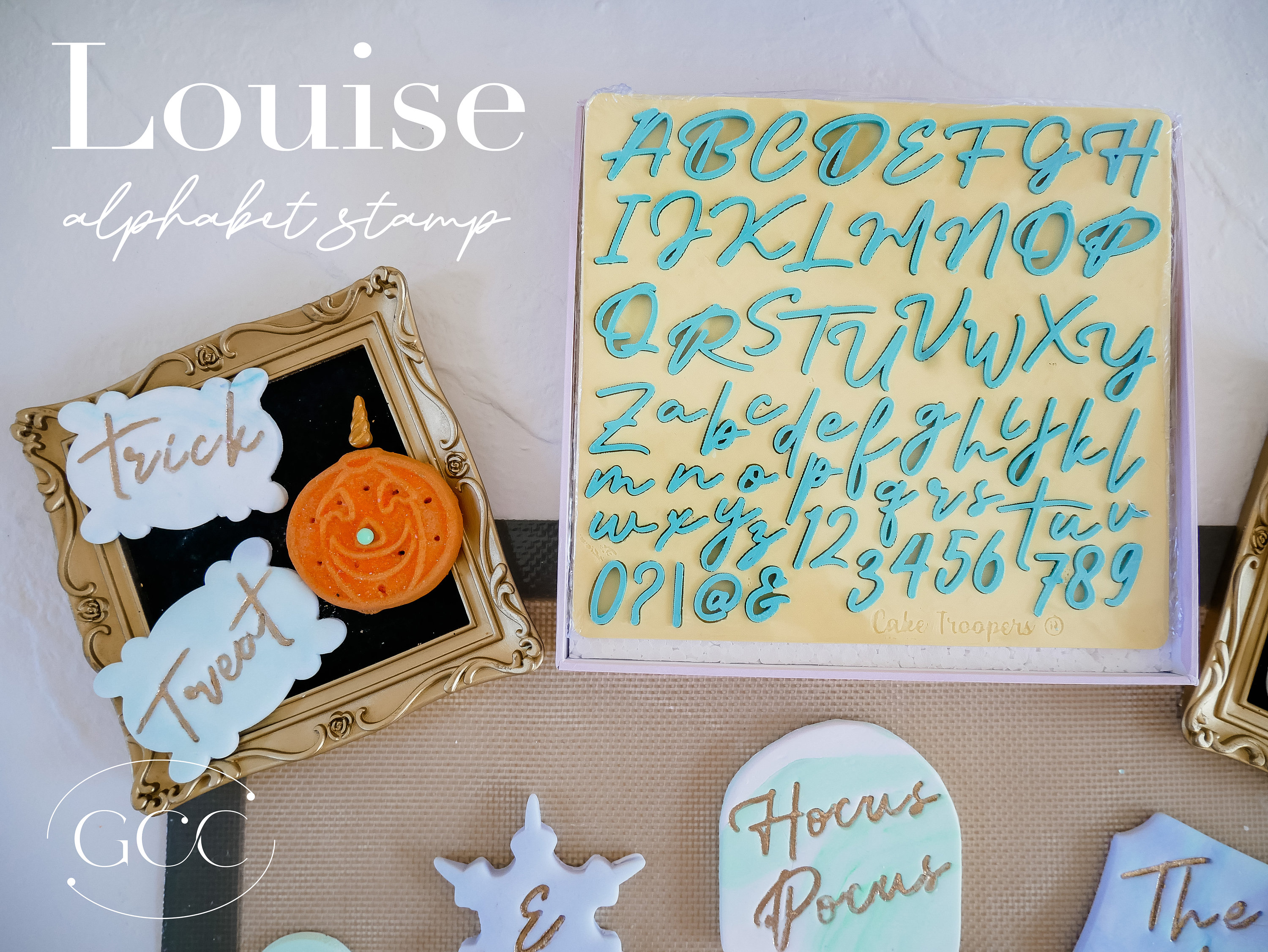 Louise Alphabet Stamp - cake stamp, cake / cookie fondant decorating supply, fondant stamp, cake embosser stamp, letter press set