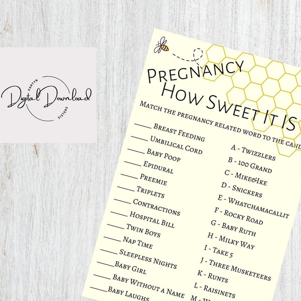 Pregnancy How Sweet It Is Candy Baby Shower Game Bees