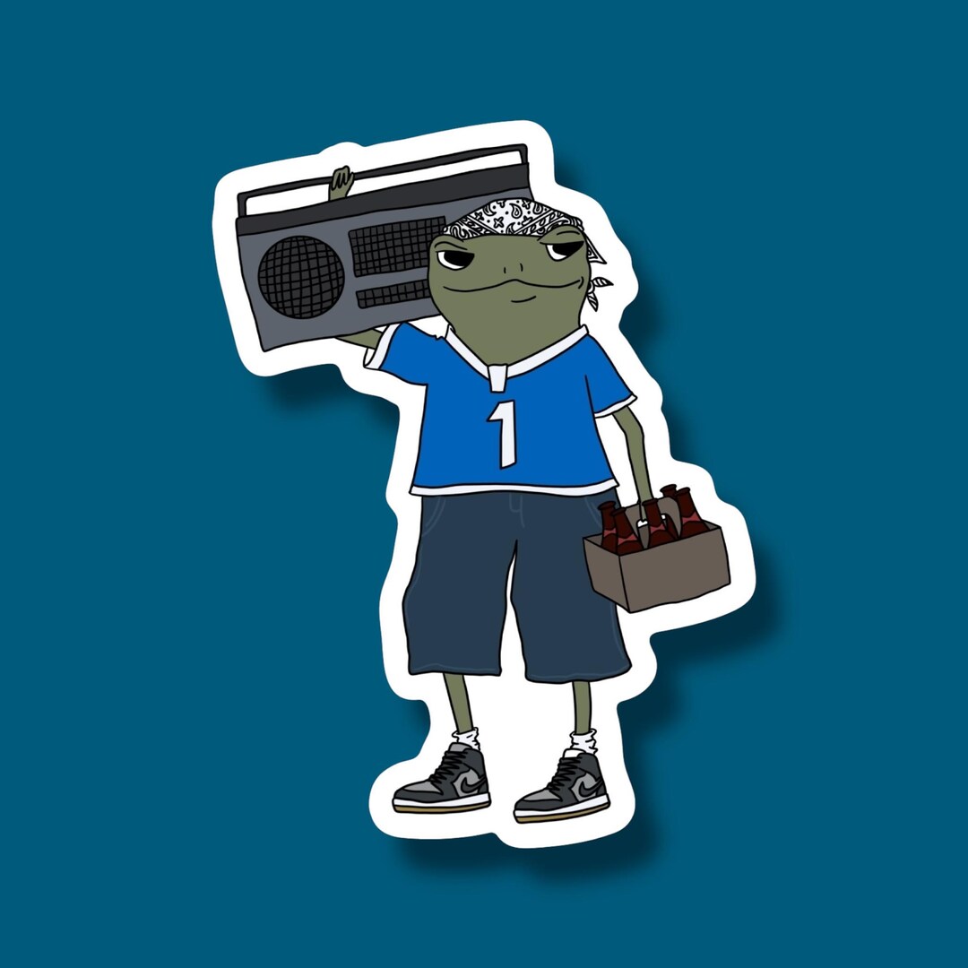 Boombox Swag Frog Sticker - Waterproof, Vinyl, Matte Sticker - Original ...