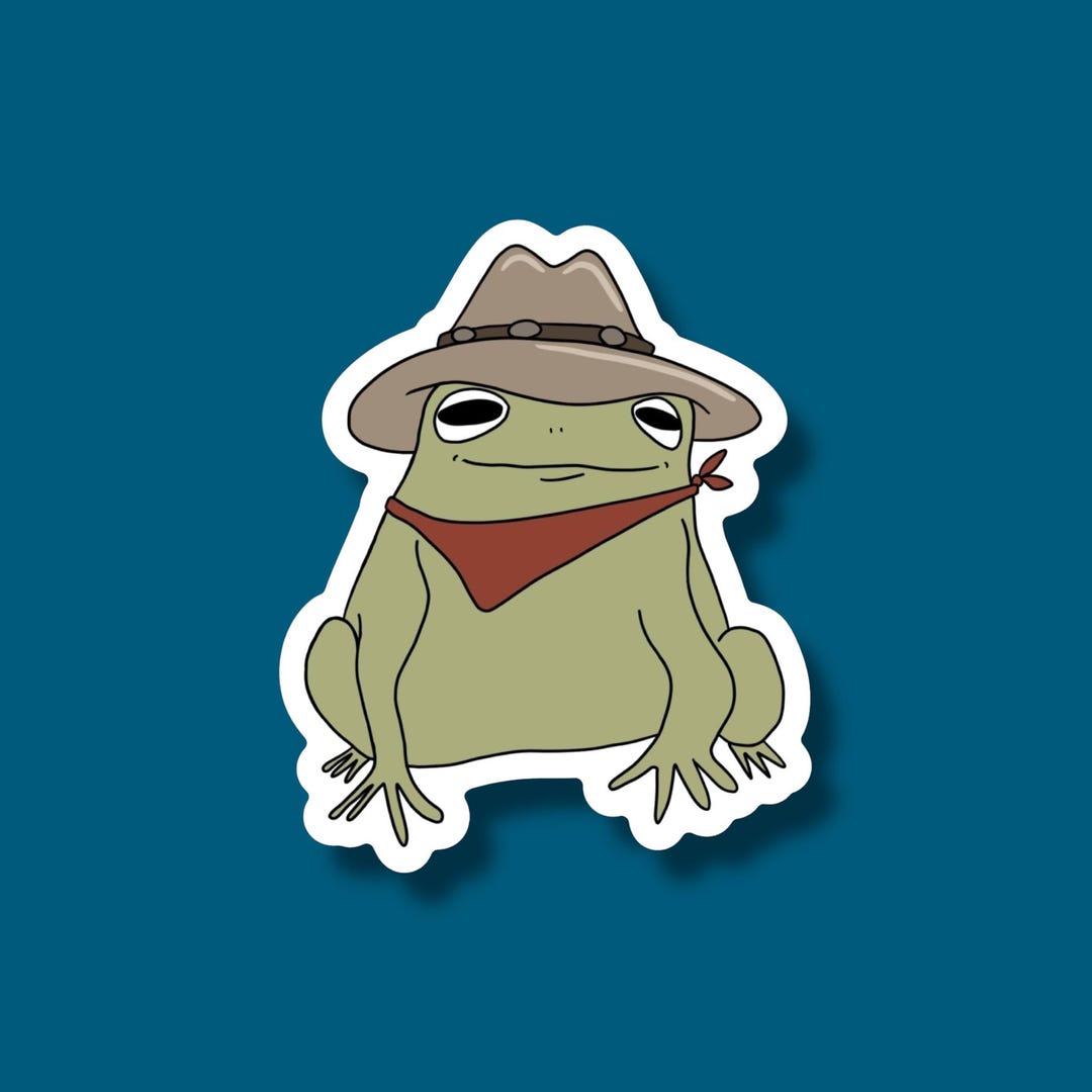 Cowboy Frog Sticker Little Cowboy Frog Sticker - Waterproof, Vinyl, Matte Sticker ...