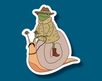 Fancy Frog Ridin' A Snail  | Waterproof, Weatherproof, Vinyl Sticker