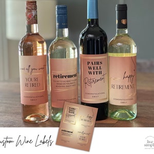 Retirement Wine Label Set · Personalized Milestone · Party Decoration · Colorful · Custom Gift