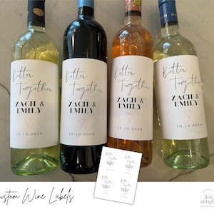 Wedding or Bridal Shower Wine Label Set · Minimalist · Sophisticated Custom Gift · Personalized Decor