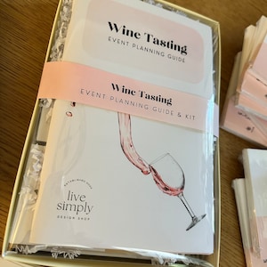 Kit de degustación de vinos / Fiesta de degustación de vinos / Guía de planificación de eventos / Cata de vinos a ciegas y tarjetas de puntuación / Hasta 16 botellas de vino