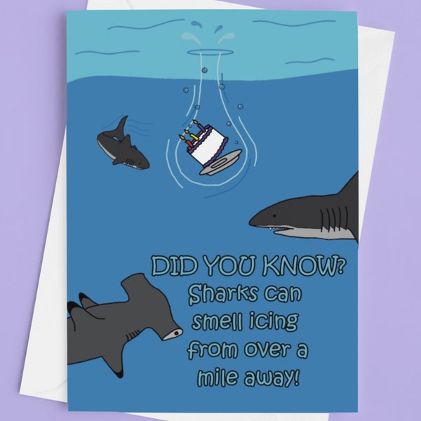 Shark Birthday Card - Kids Birthday Card - Child Birthday Card - Boy Birthday Card - Son Grandson Brother Nephew