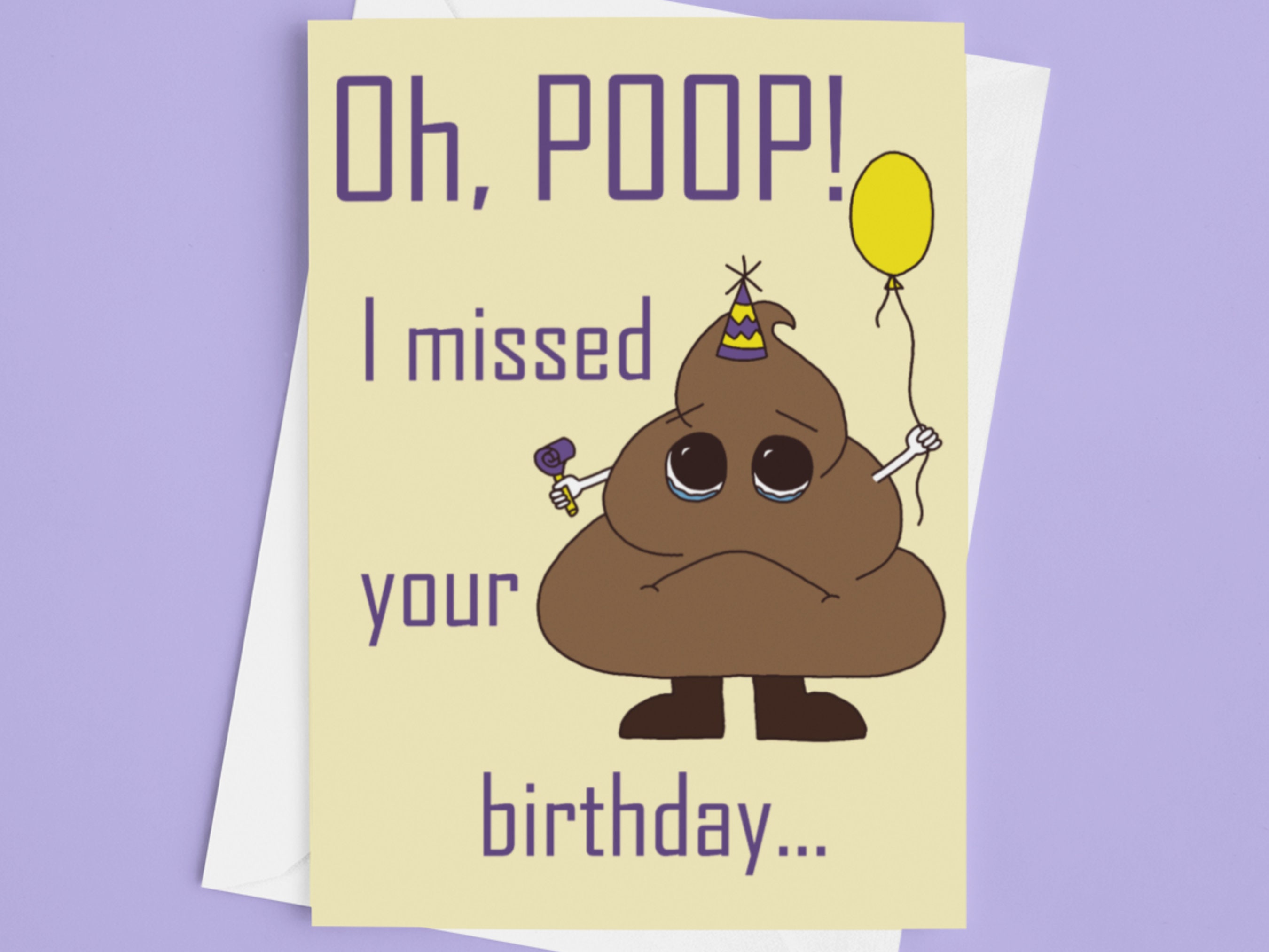 Poop Emoji Belated Birthday Card Funny Poop Card Brother