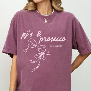 Custom Girls Night Shirt, Bridesmaid PJS, Girls Trip Shirt, PJS and Prosecco, Bachelorette Sleepover Shirt, Sleepover Shirt, Girls Night PJS