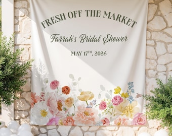 Fresh Off The Market Banner, Fresh Off The Market Bridal Shower Sign, Spring Bridal Shower Decor