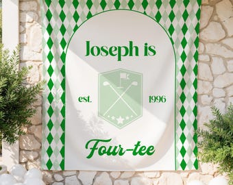 Golf 40th Birthday Welcome Sign, Four-tee Party Decor, 40th Birthday Party Backdrop
