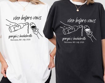 Vino Before Vows Bachelorette Party Shirts, Winery Bachelorette Shirt, Custom Vino Before Vows Shirts, Personalized Wine Bachelorette Shirts