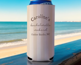 Costal Bachelorette Can Cooler, Personalized Bachelorette Party Favors, Personalized Coozies, Bach Party Welcome Bags