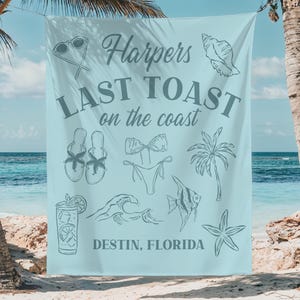 Last Toast On The Coast Bachelorette Tapestry, Beach Bachelorette Banner, Beach Bachelorette Decor, Bach Banner, Beach Bachelorette Backdrop