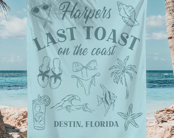 Last Toast On The Coast Bachelorette Tapestry, Beach Bachelorette Banner, Beach Bachelorette Decor, Bach Banner, Beach Bachelorette Backdrop