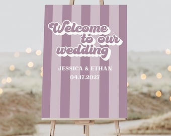 Personalized Retro Wedding Welcome Sign, Groovy Acrylic Signage